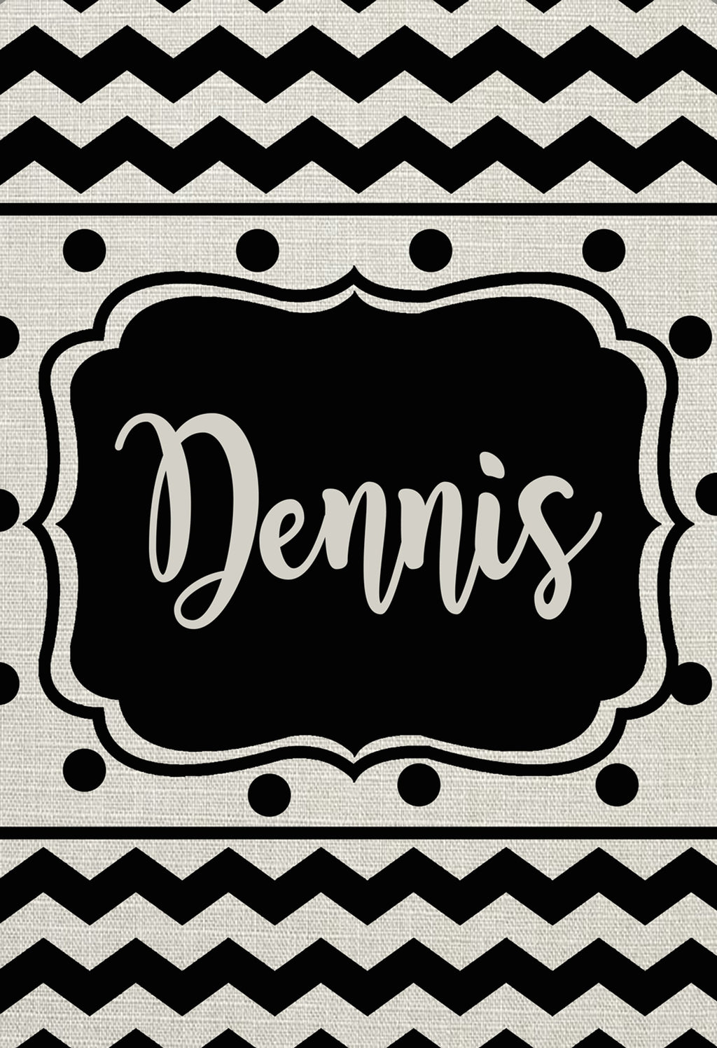 Personalized Custom Garden Flag Black Chevron & Polka Dot