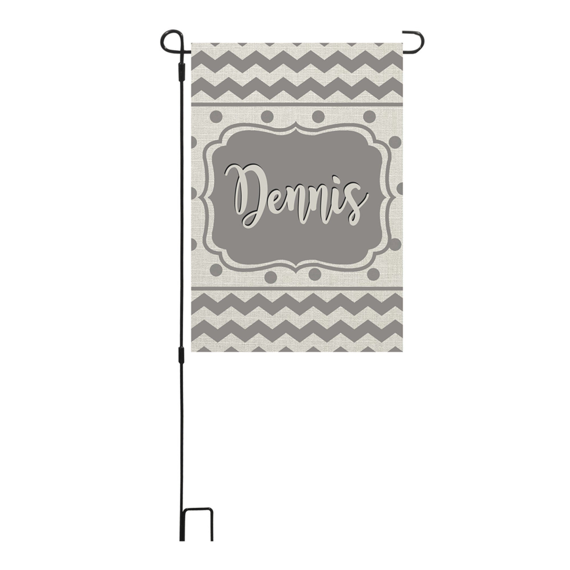 Personalized Custom Garden Flag Gray Chevron & Polka Dot Welcome Flag