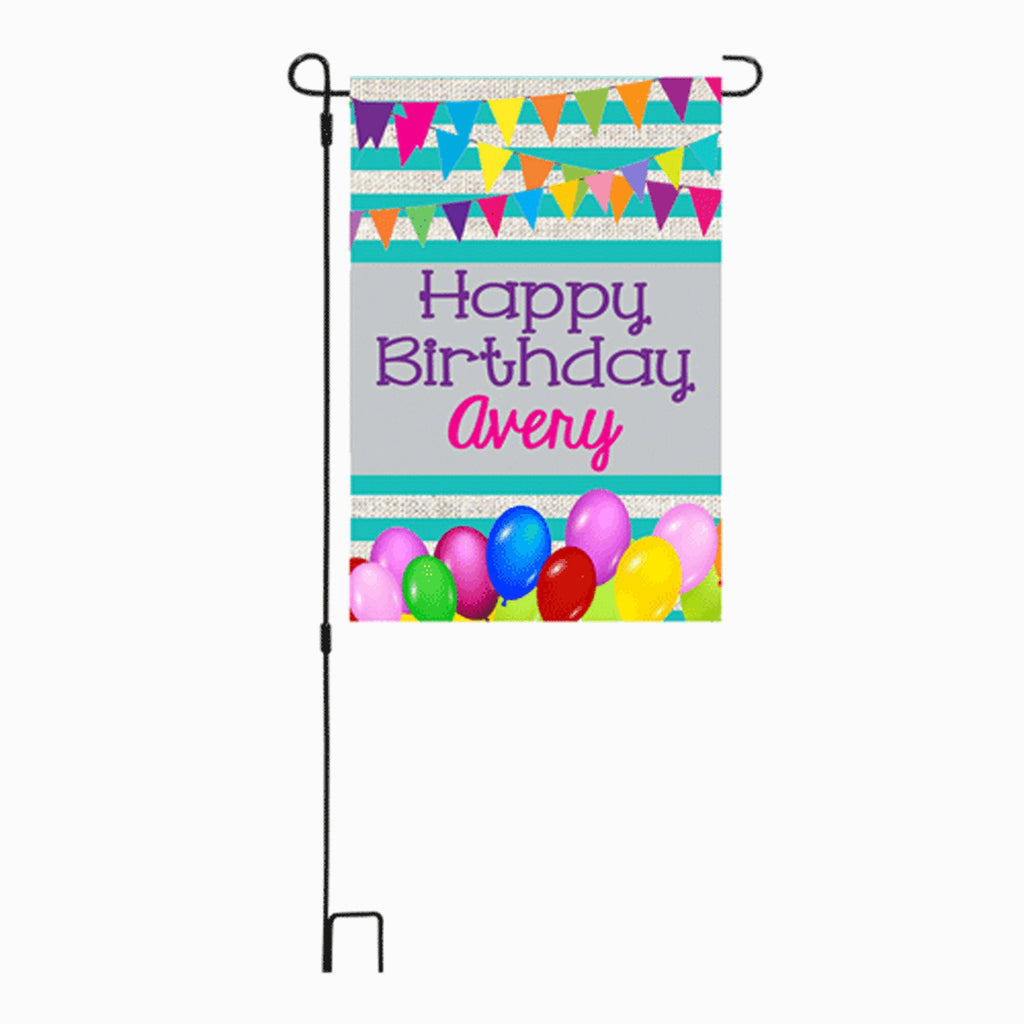 Personalized Happy Birthday Custom Garden Flag Girl Birthday Flag