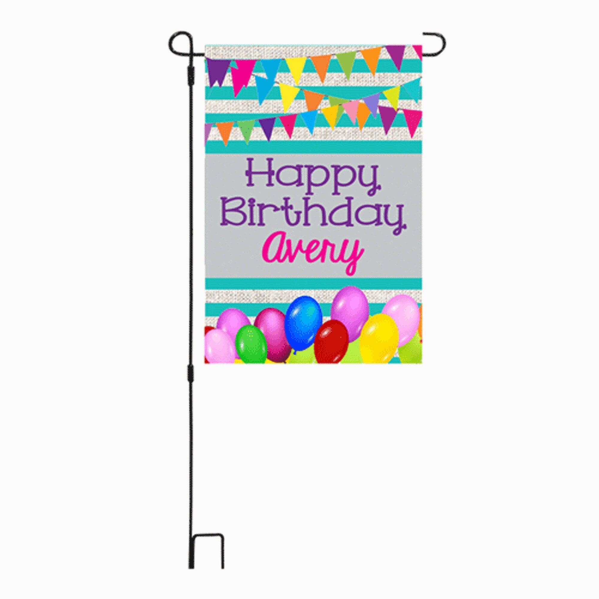 Personalized Happy Birthday Custom Garden Flag Girl Birthday Flag