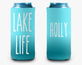 Lake Life Can Cooler Aqua Ombre Dot Personalized Can Cooler Sleeve