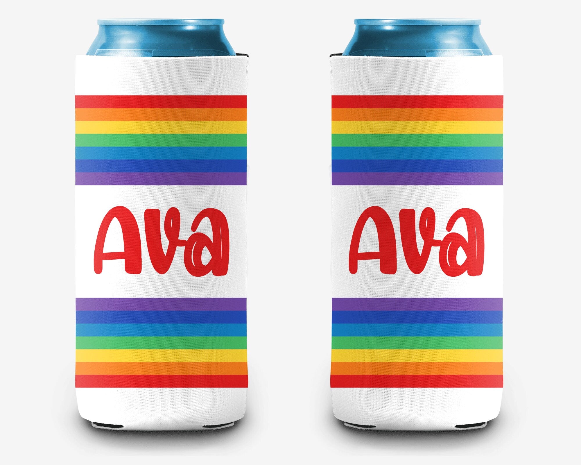 Rainbow Stripe Colorblock Can Cooler Personalized Can Cooler Sleeve