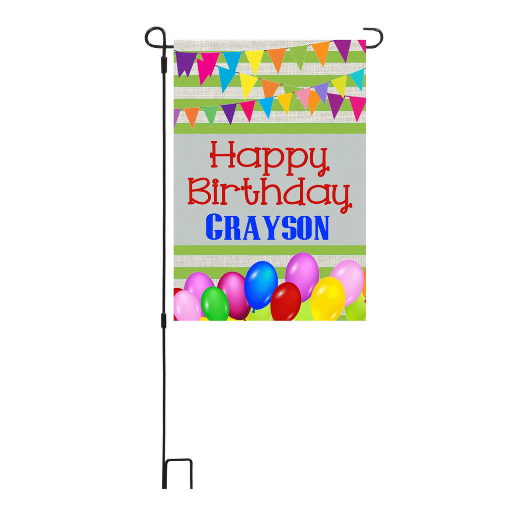 Personalized Happy Birthday Custom Garden Flag Boy Birthday Flag