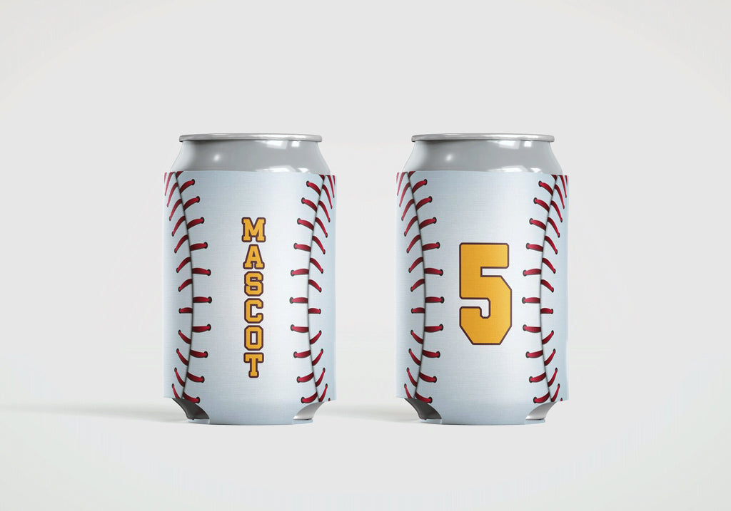 Baseball Stitch Can Cooler Personalized Team Number Can Cooler Sleeve Slim and Regular Size