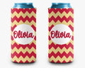 Cardinal & Straw Chevron Can Cooler - Personalized Can Cooler Sleeve