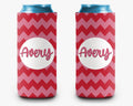 Cardinal Pink Chevron Can Cooler - Personalized Can Cooler Sleeve
