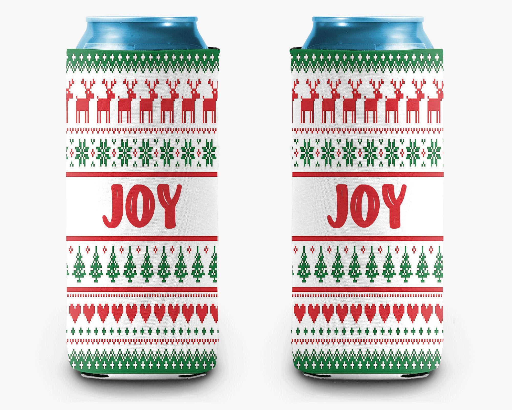 Ugly Christmas Sweater Can Cooler, Holiday Sweater Personalized Can Cooler Sleeve