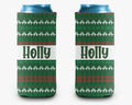 Ugly Christmas Sweater Can Cooler, Holiday Sweater Green Personalized Can Cooler Sleeve