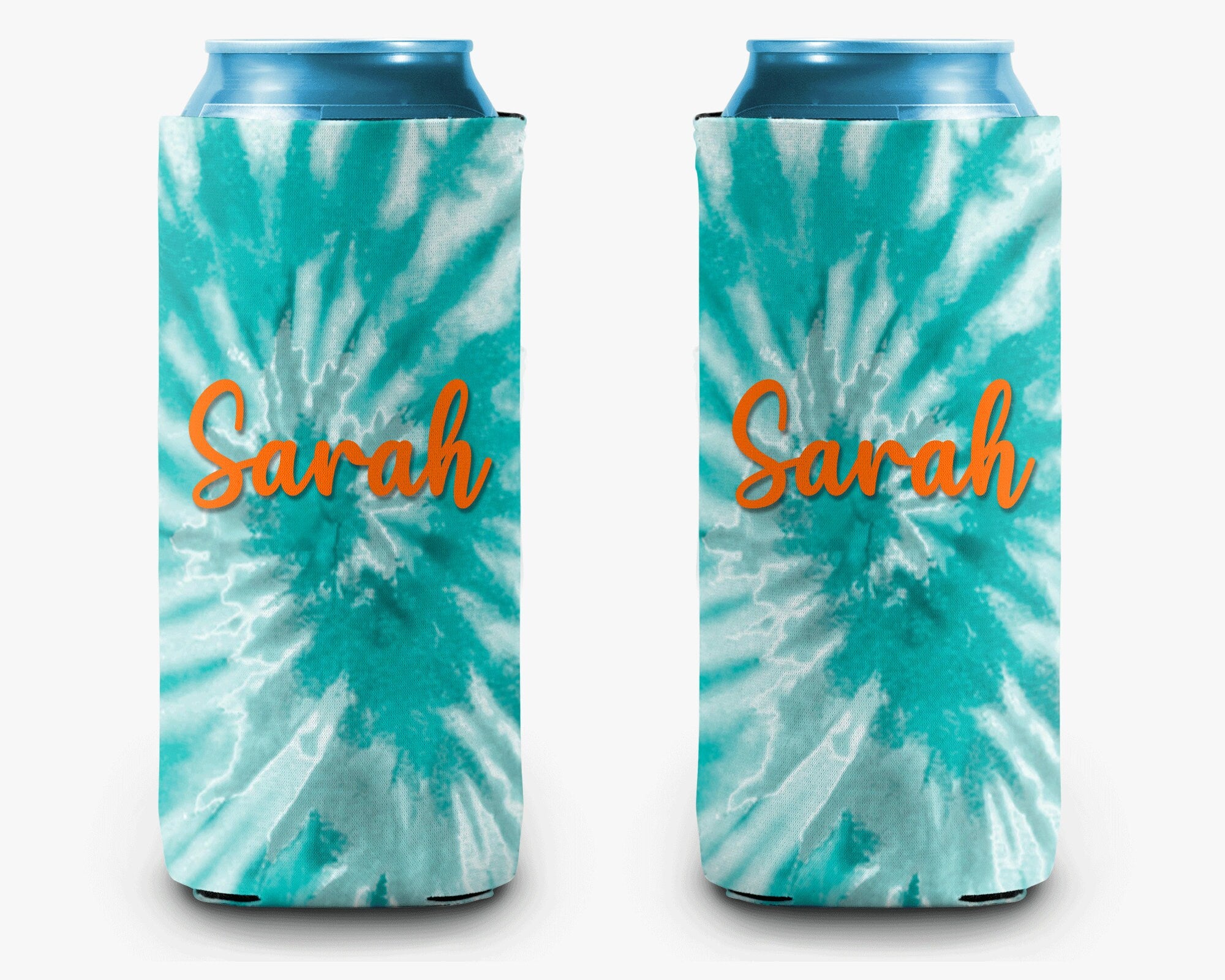 Teal Tie Dye Can Cooler Personalized Can Cooler Sleeve