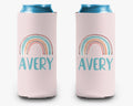 Boho Rainbow Pink Can Cooler Personalized Can Cooler Sleeve