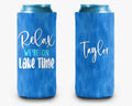 Relax We're On Lake Time Can Cooler Lake Life Personalized Can Cooler Sleeve