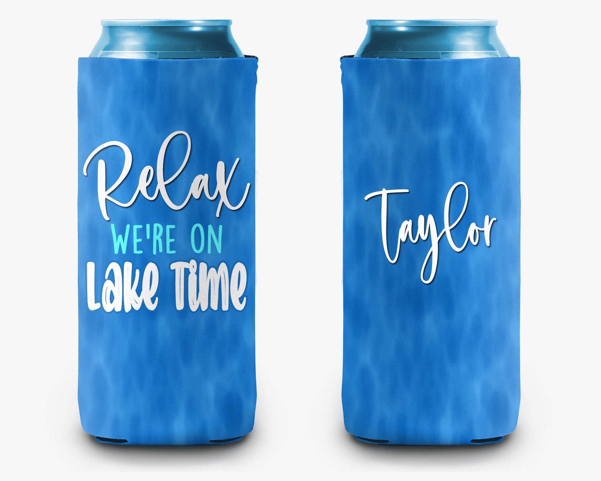 Relax We're On Lake Time Can Cooler Lake Life Personalized Can Cooler Sleeve