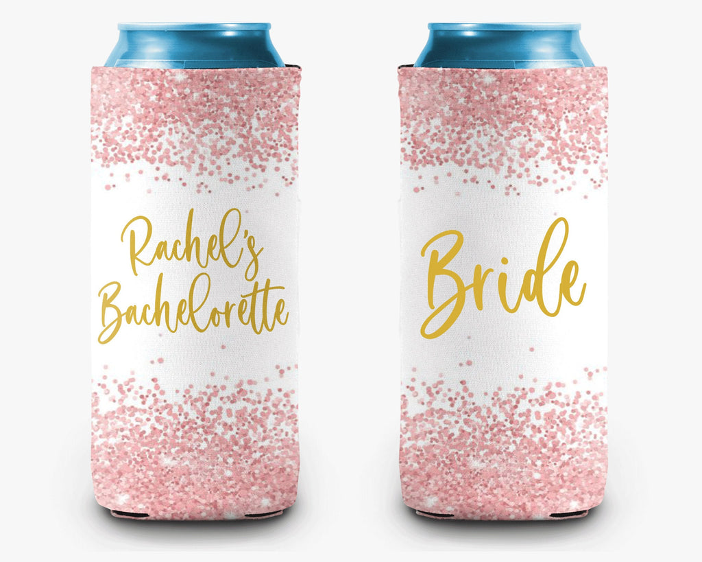 Bachelorette Party Can Cooler Rose Gold Confetti Can Cooler Bridal Party Personalized Can Cooler Sleeve