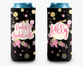 Bachelorette Party Can Cooler Black Pink Gold Confetti Can Cooler Bridal Party Personalized Can Cooler Sleeve