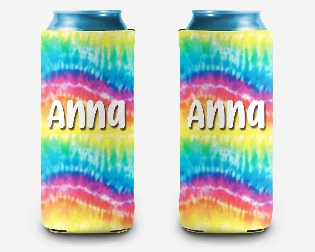 Wave Neon Tie Dye Can Cooler Personalized Can Cooler Sleeve