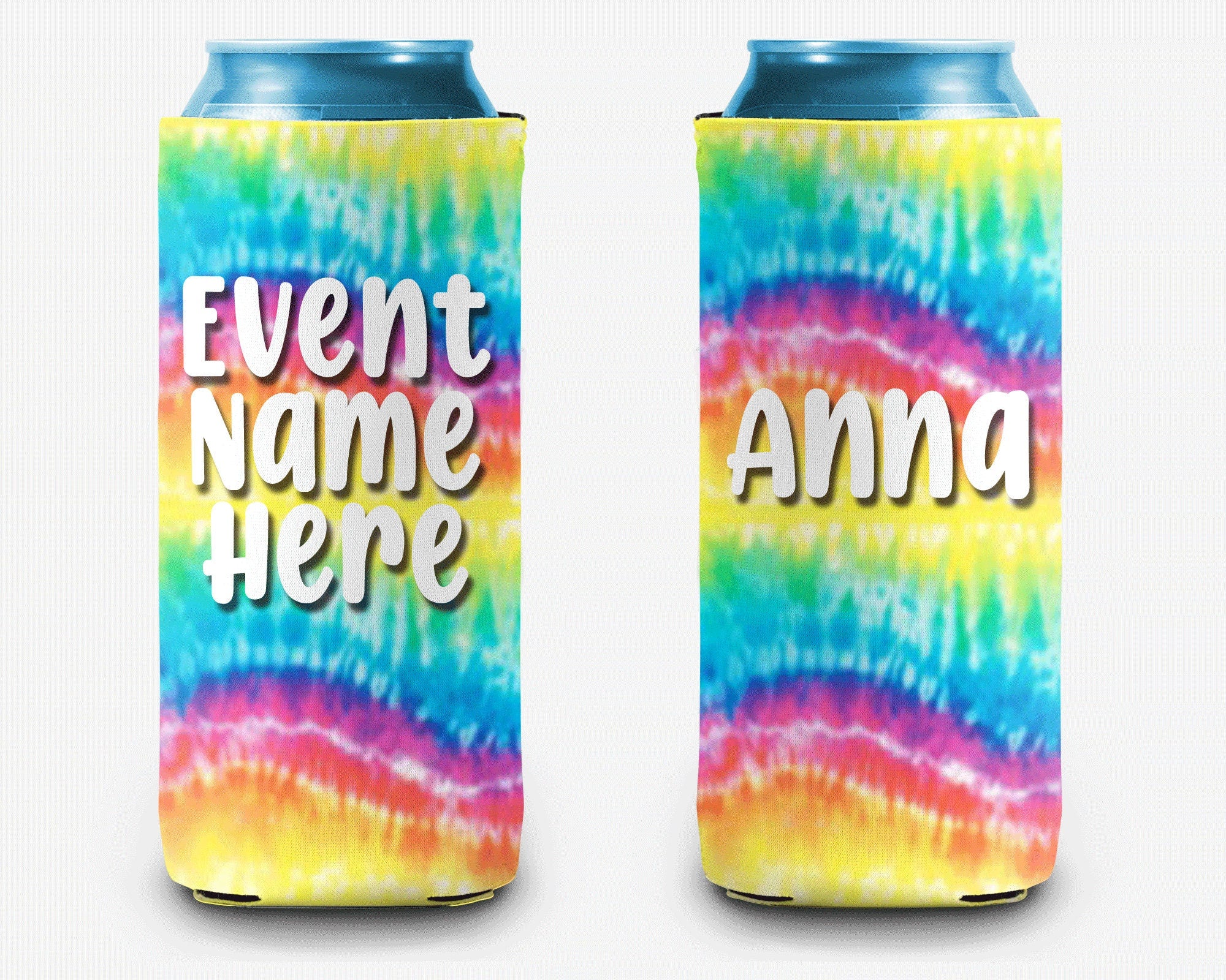 Wave Neon Tie Dye Can Cooler Personalized Can Cooler Sleeve