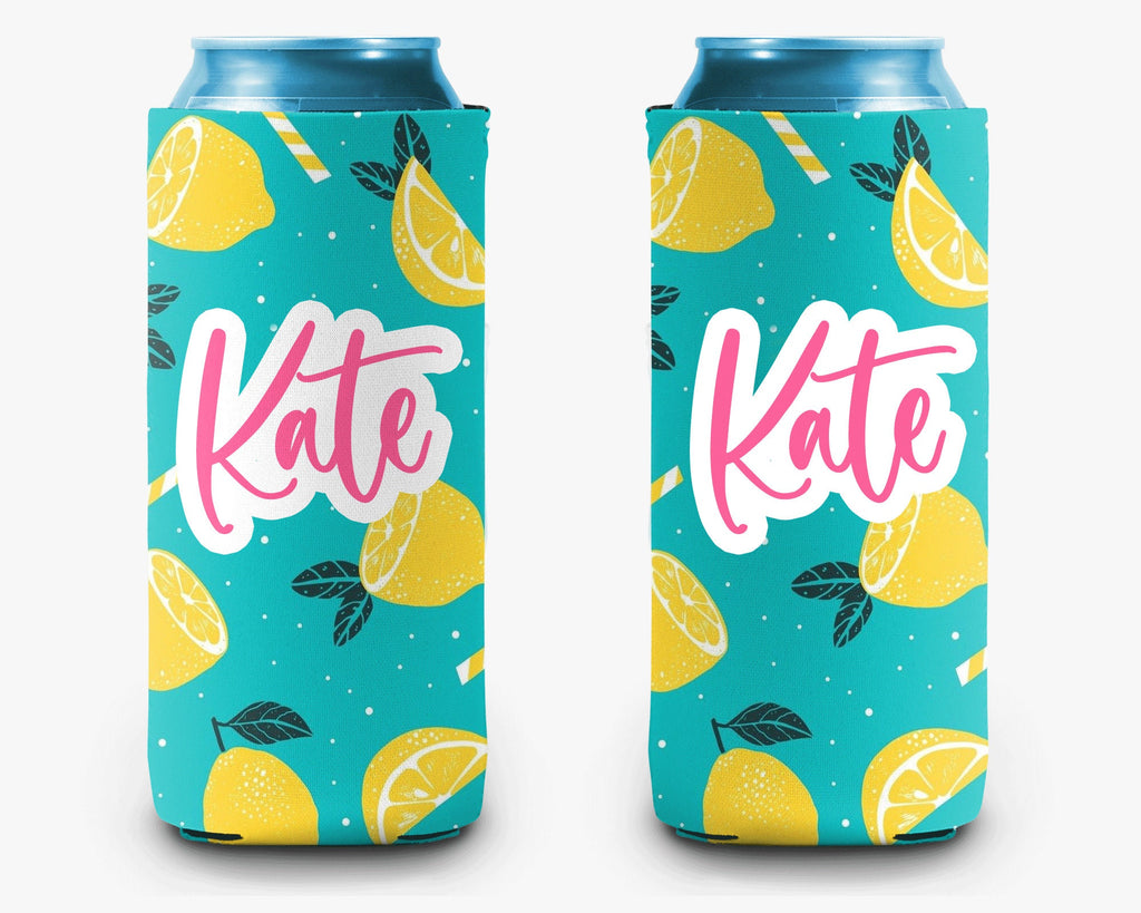 Lemon Slices Summer Can Cooler Personalized Can Cooler Sleeve