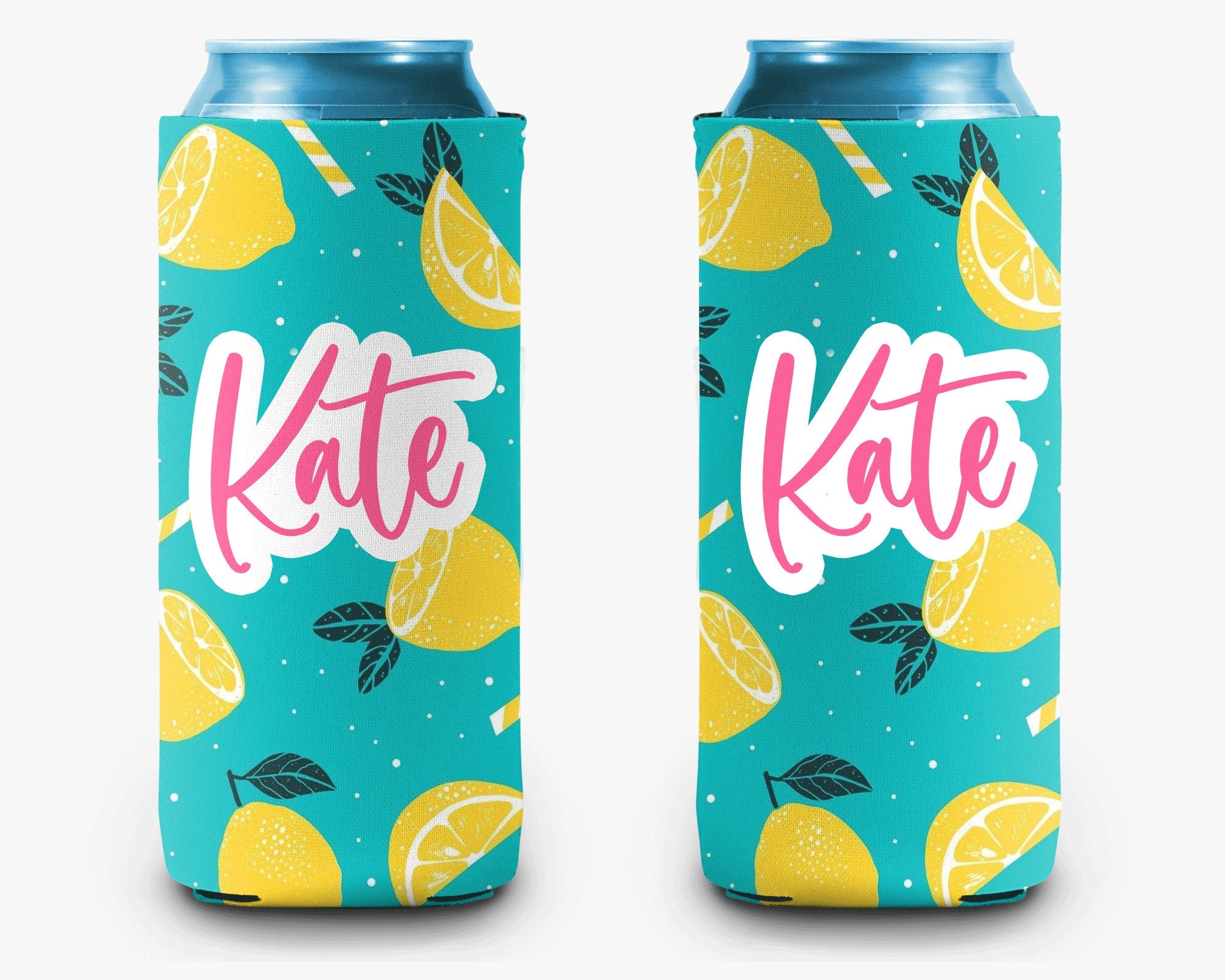 Lemon Slices Summer Can Cooler Personalized Can Cooler Sleeve