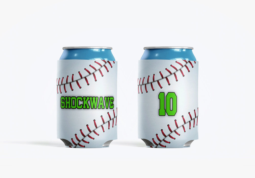 Baseball Stitch Diagonal Can Cooler Personalized Team Number Can Cooler Sleeve Slim and Regular Size