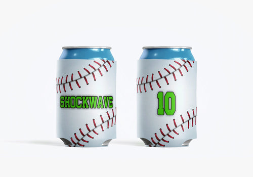Baseball Stitch Diagonal Can Cooler Personalized Team Number Can Cooler Sleeve Slim and Regular Size