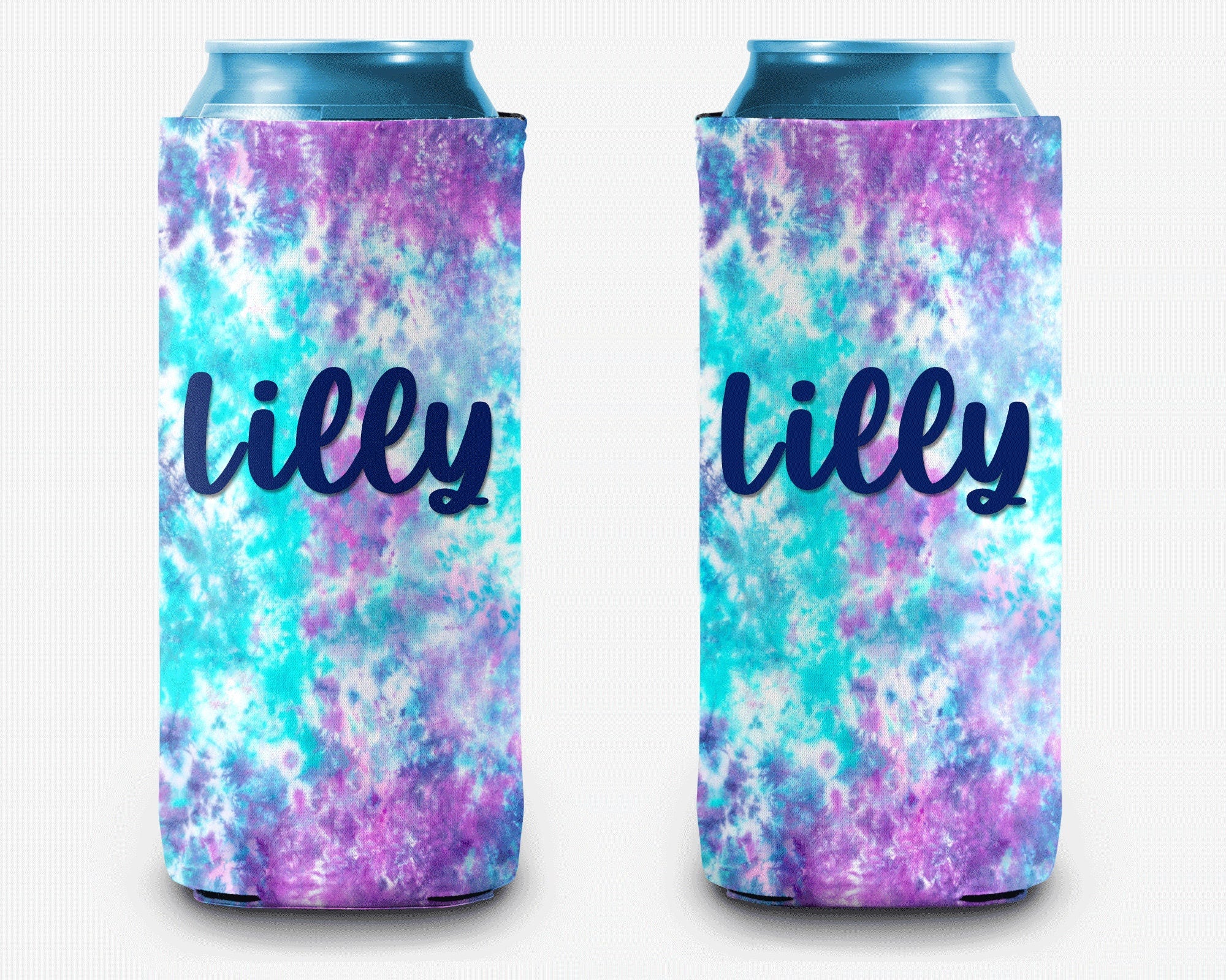 Purple Teal Space Tie Dye Can Cooler Personalized Can Cooler Sleeve
