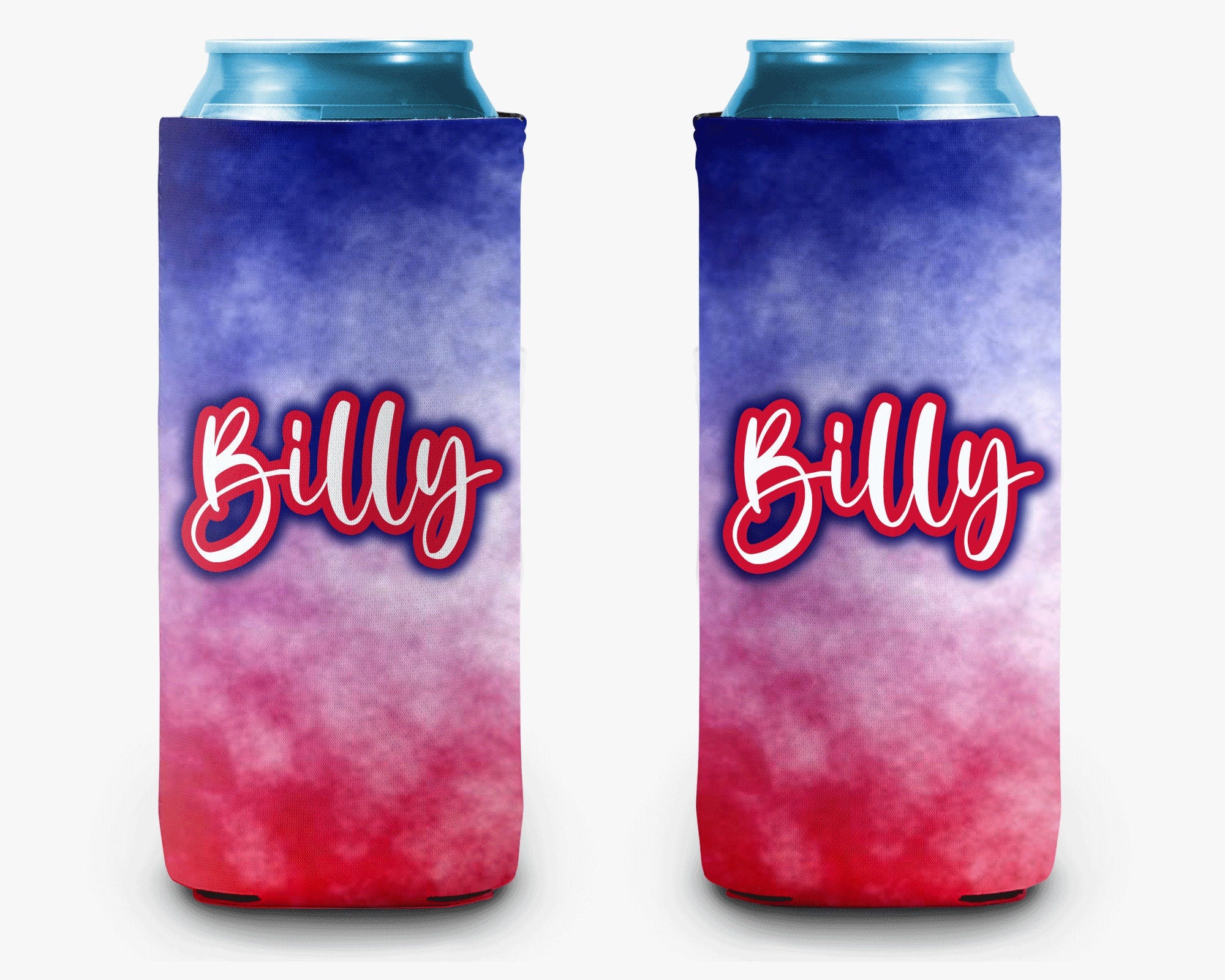 USA Tie Dye Can Cooler Red White Blue Stars & Stripes Personalized Can Cooler Slim and Regular Sleeve