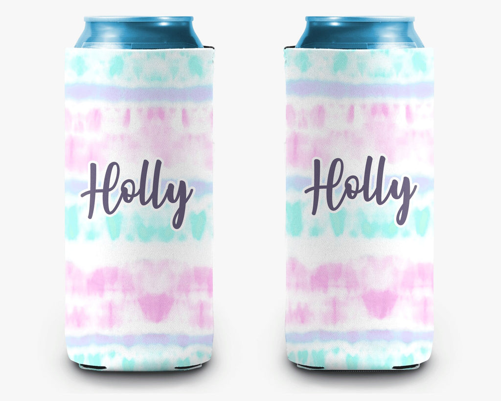 Pastel Stripe Tie Dye Can Cooler Personalized Can Cooler Sleeve