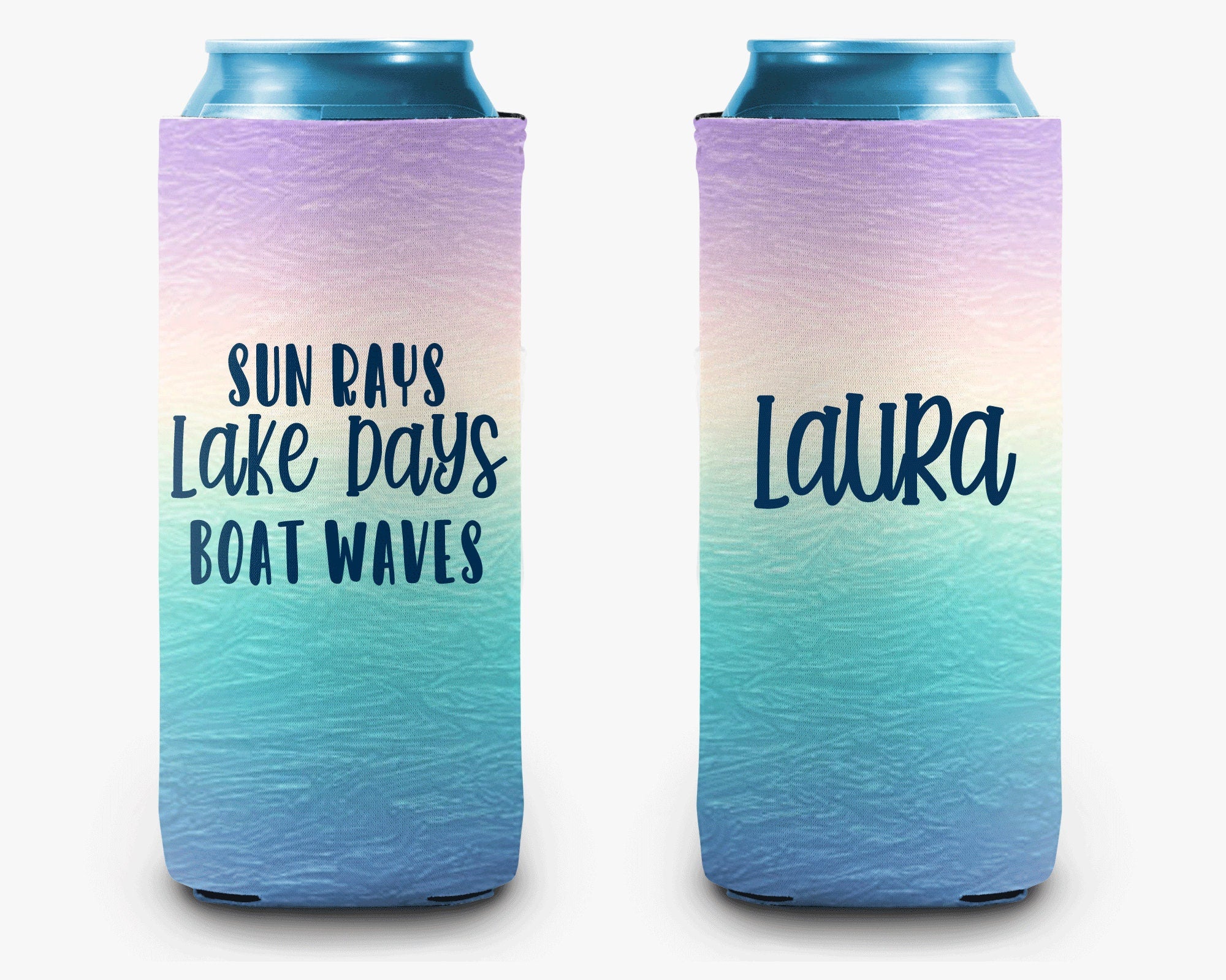 Sun Rays Lake Days Boat Waves Can Cooler Lake Life Personalized Can Cooler Sleeve