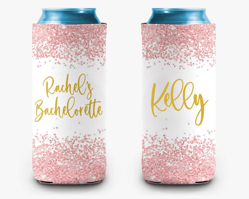 Bachelorette Party Can Cooler Rose Gold Confetti Can Cooler Bridal Party Personalized Can Cooler Sleeve