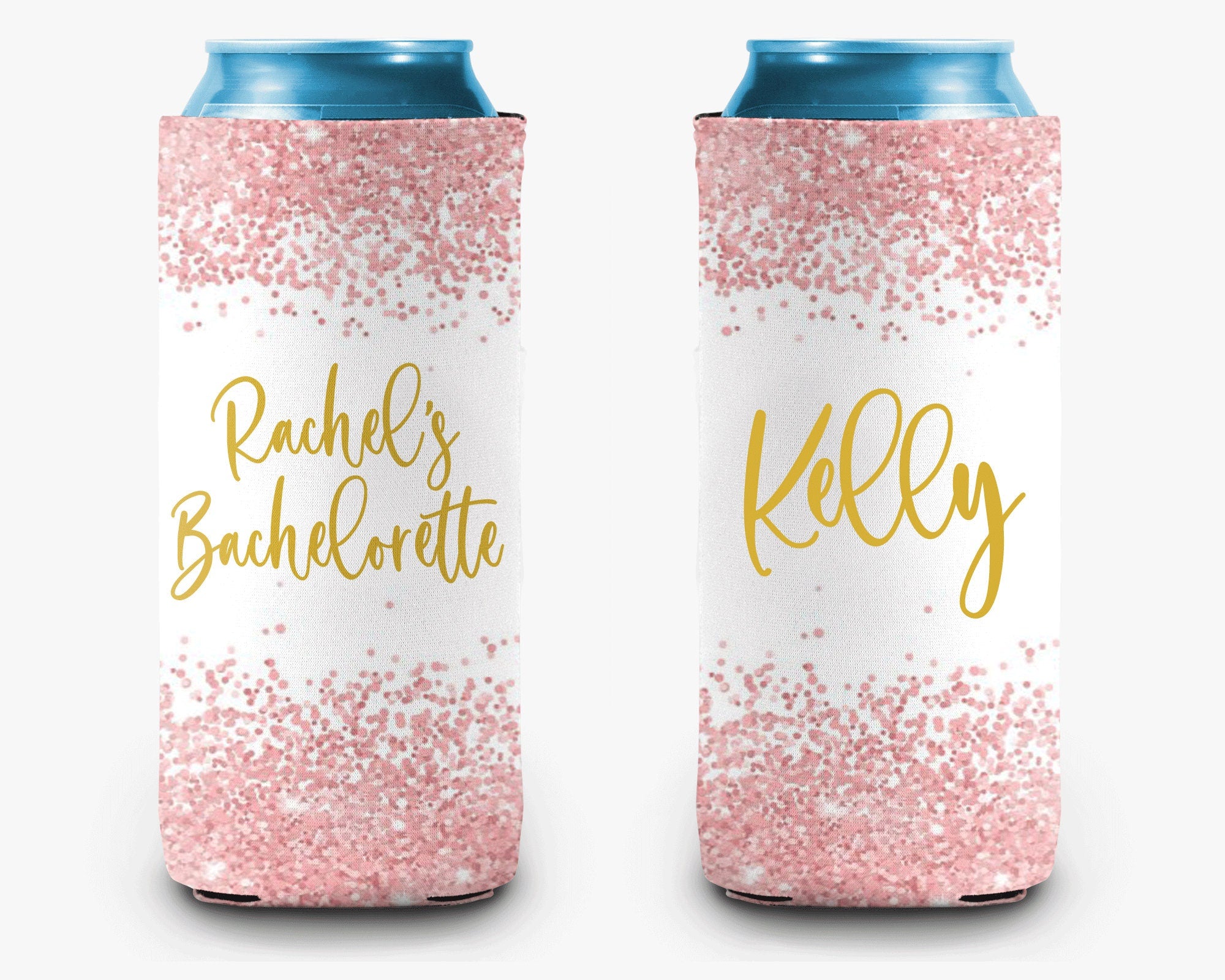 Bachelorette Party Can Cooler Rose Gold Confetti Can Cooler Bridal Party Personalized Can Cooler Sleeve