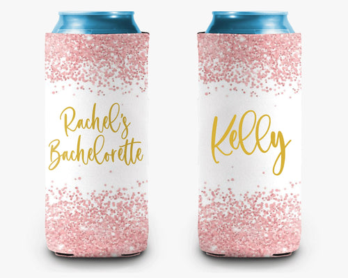 Bachelorette Party Can Cooler Rose Gold Confetti Can Cooler Bridal Party Personalized Can Cooler Sleeve