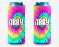 Bright Neon Swirl Tie Dye Can Cooler Personalized Can Cooler Sleeve