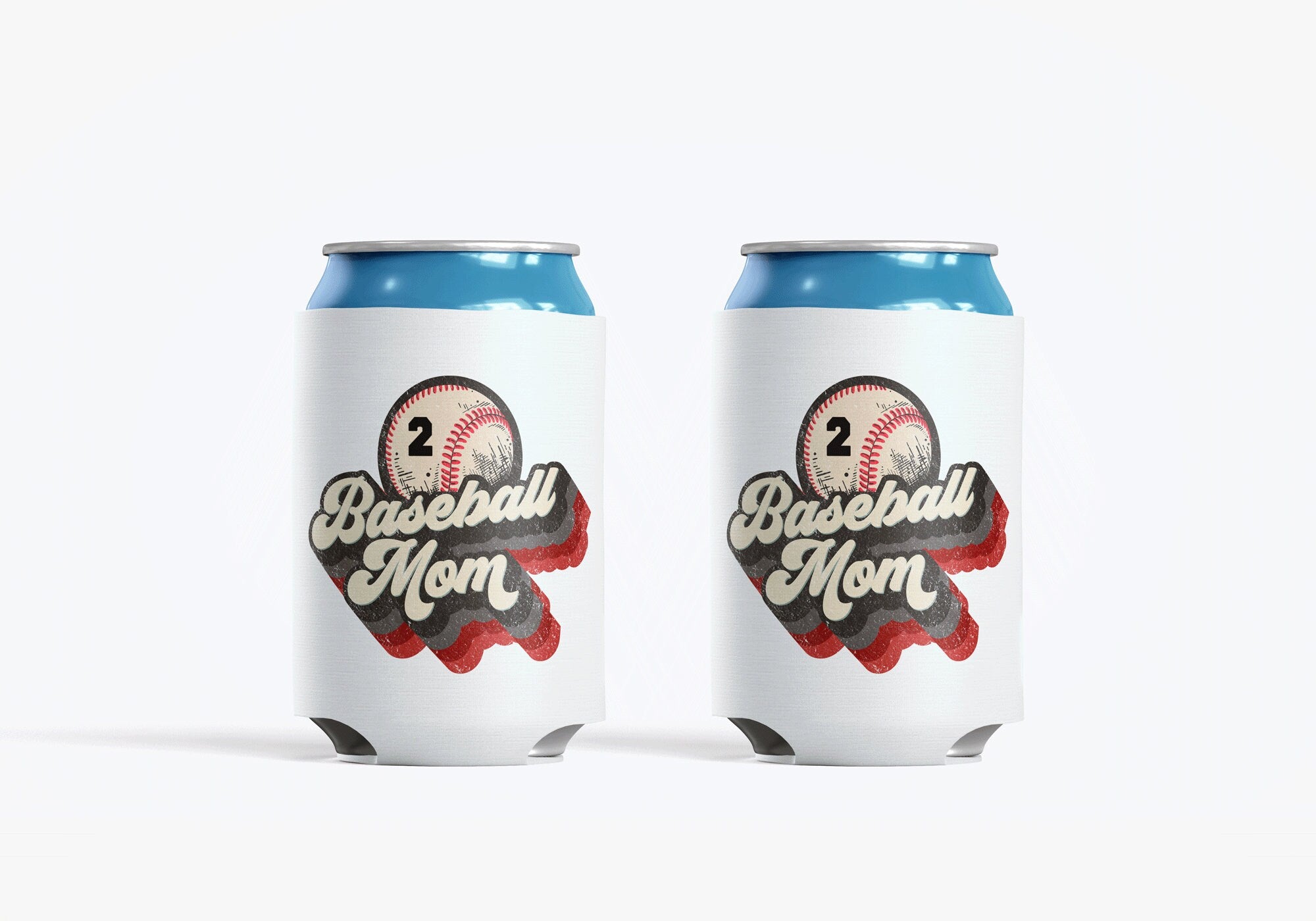 Baseball Mom Red Black Can Cooler Personalized Number Can Cooler Sleeve Slim and Regular Size