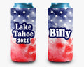 USA Splatter Flag Can Cooler Red White Blue Stars & Stripes Personalized Can Cooler