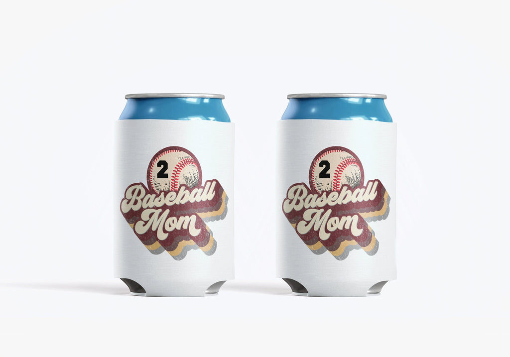 Baseball Mom Maroon Gold Can Cooler Personalized Number Can Cooler Sleeve Slim and Regular Size