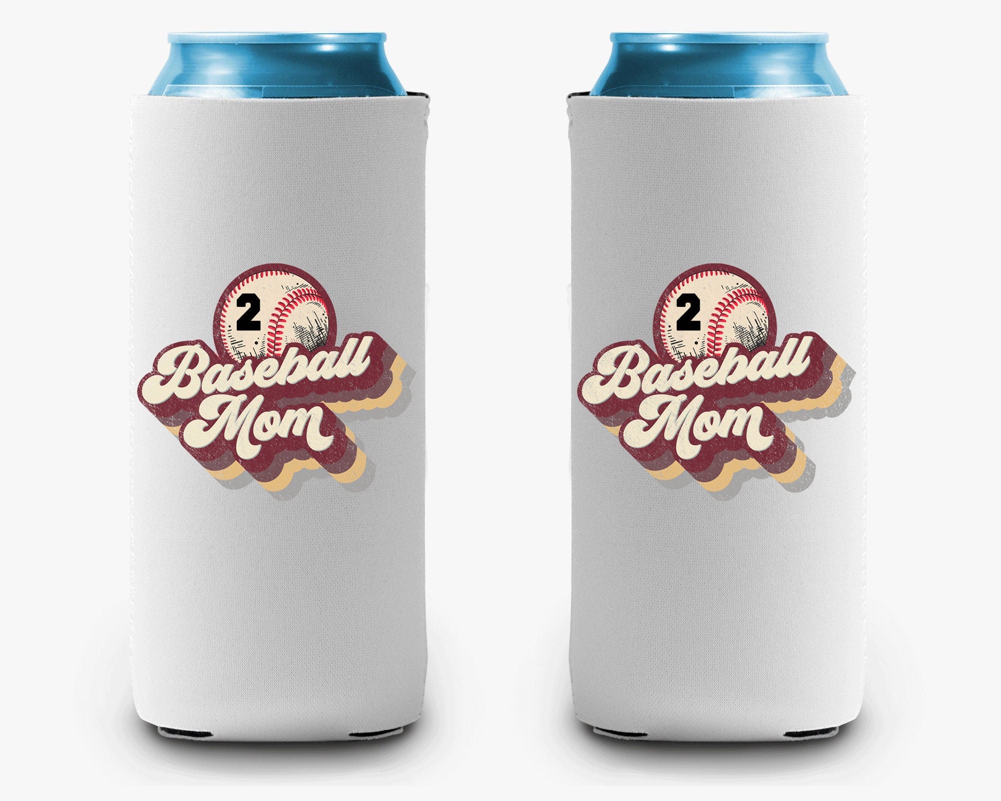 Baseball Mom Maroon Gold Can Cooler Personalized Number Can Cooler Sleeve Slim and Regular Size