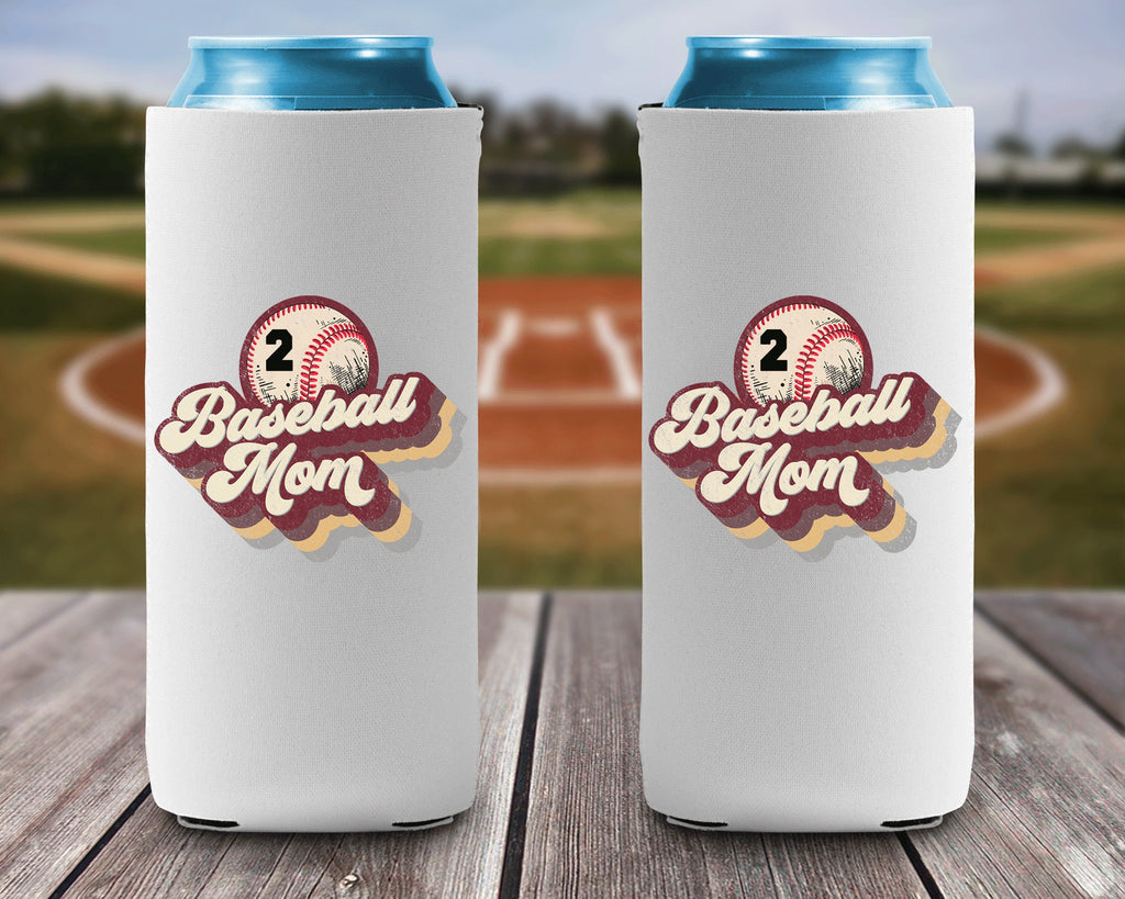 Baseball Mom Maroon Gold Can Cooler Personalized Number Can Cooler Sleeve Slim and Regular Size