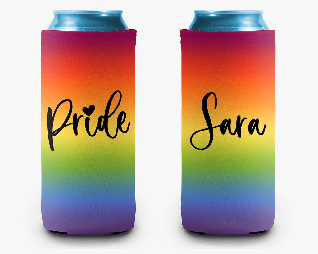 Rainbow Ombre Can Cooler Personalized Pride Month Can Cooler Sleeve