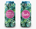 Palm Leaves Can Cooler Party Huggers Bachelorette Trip Personalized Can Cooler Sleeve
