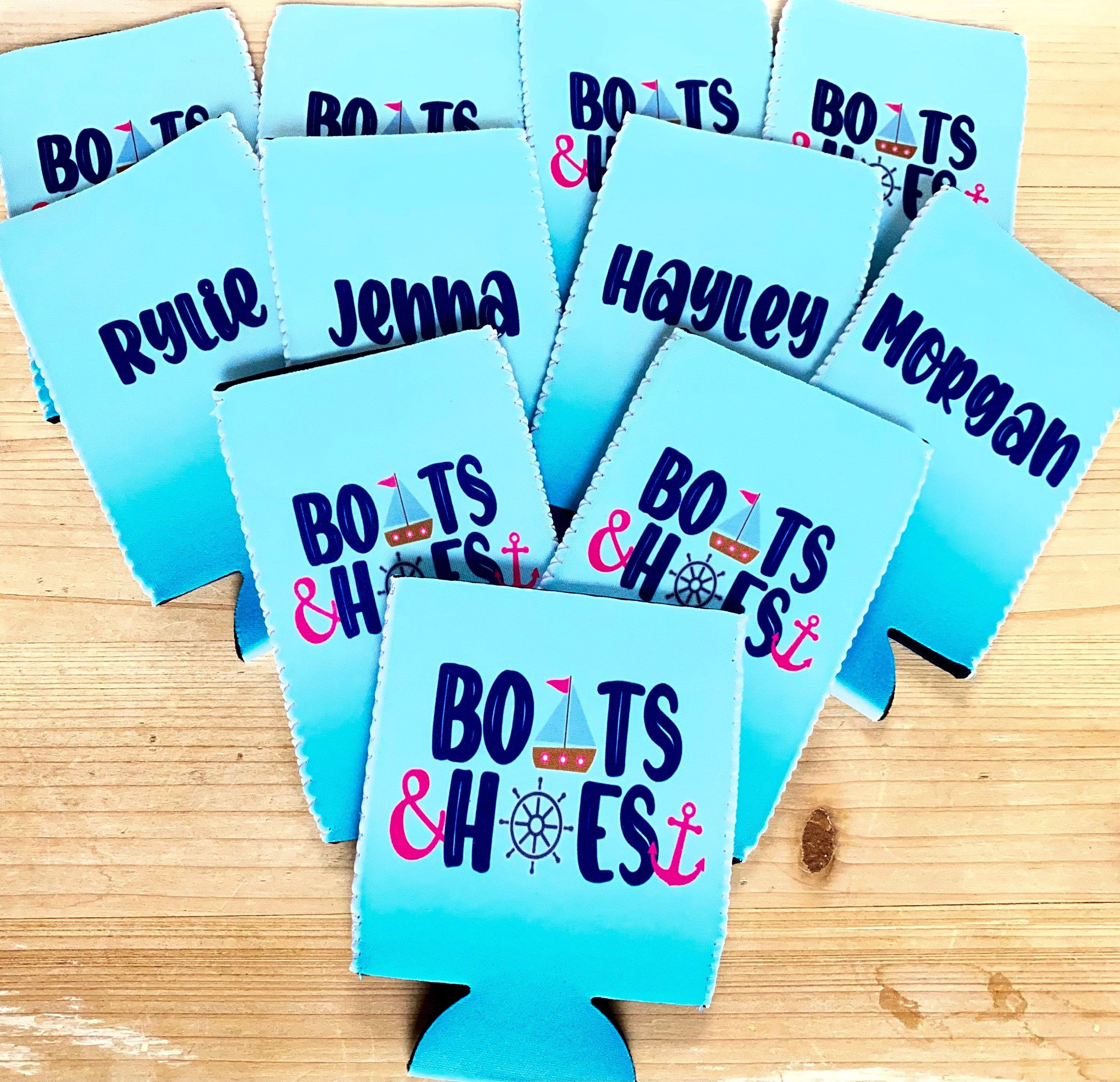 Boats & Hoes Anchor Can Cooler Teal Ombre Personalized Can Cooler Sleeve