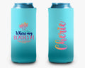 Where My Beaches At Sunset Ombre Can Cooler Vacation Personalized Can Cooler Sleeve