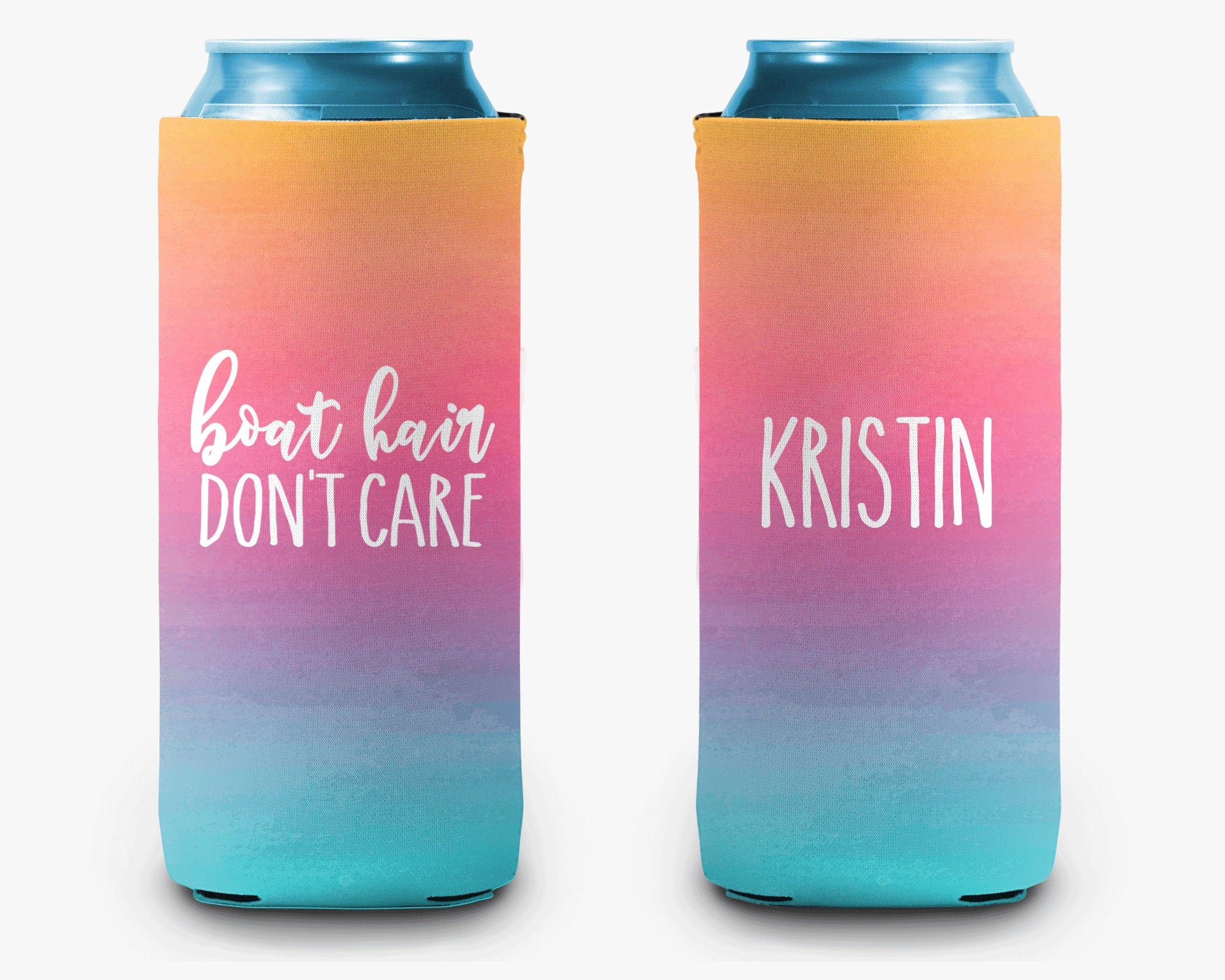 Boat Hair Don't Care Can Cooler Lake Life Personalized Can Cooler Sleeve