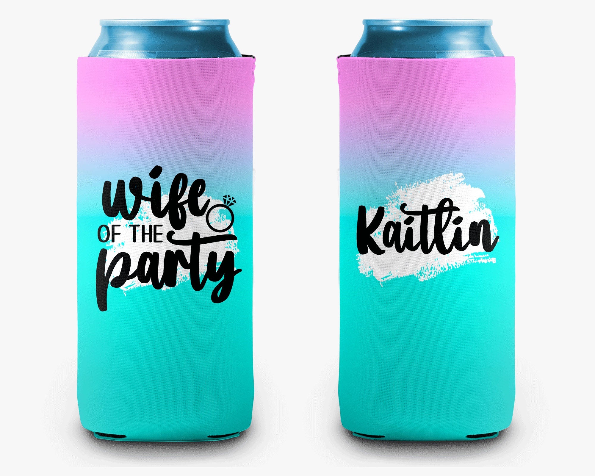 Wife of the Party The Party Bachelorette Party Can Cooler Bridal Party Personalized Can Cooler Sleeve
