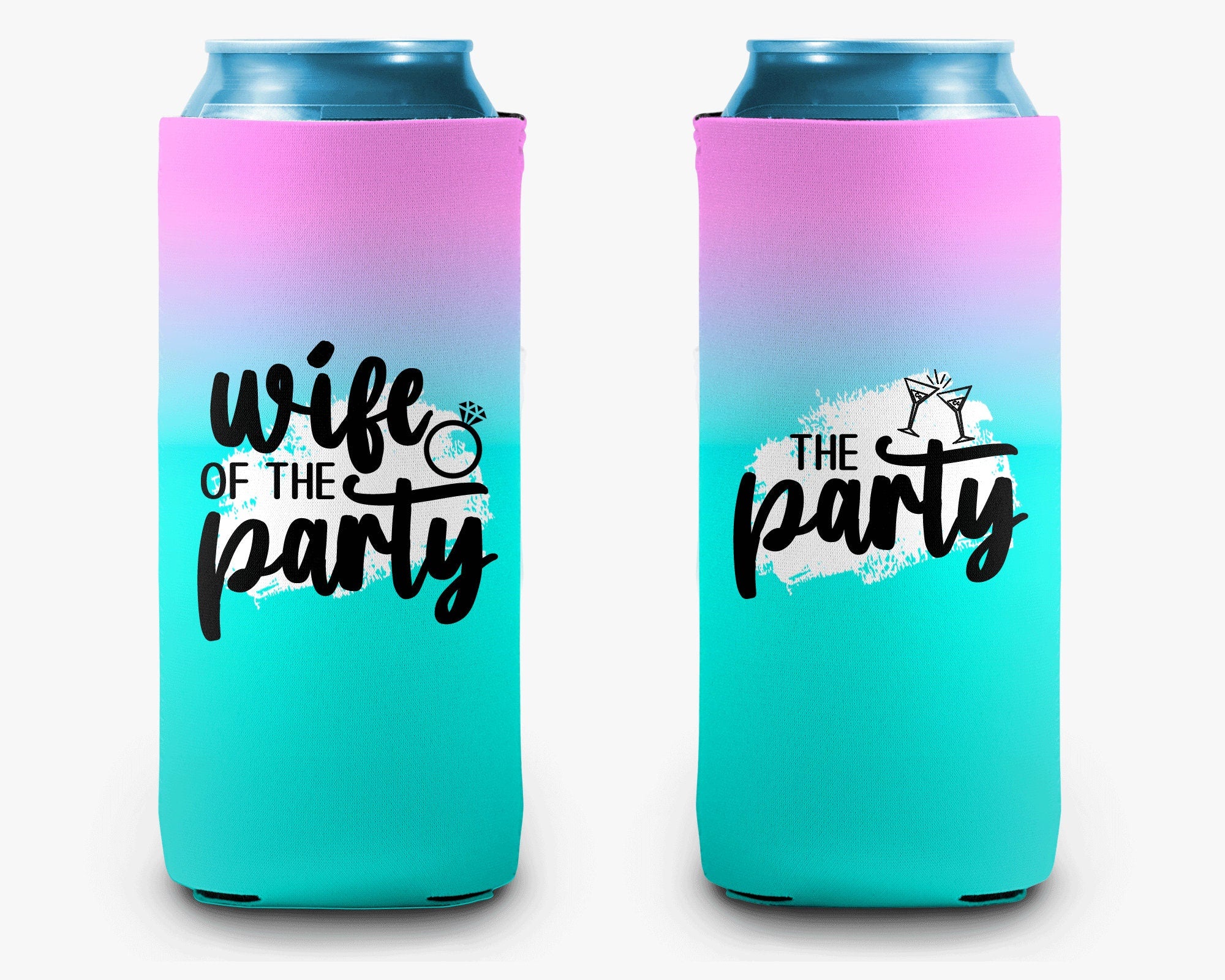 Wife of the Party The Party Bachelorette Party Can Cooler Bridal Party Personalized Can Cooler Sleeve
