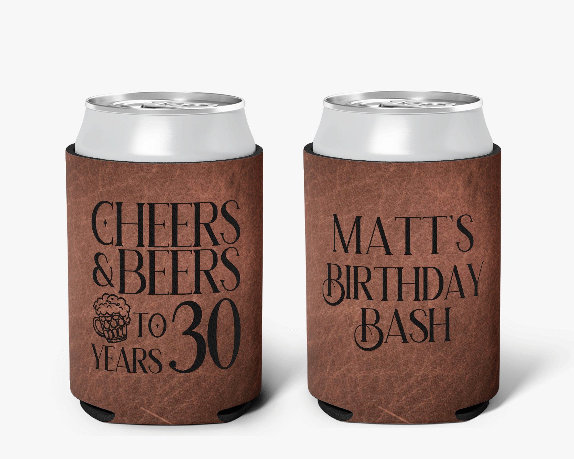 Cheers & Beers Birthday Can Cooler Party Huggers Personalized Can Cooler Sleeve