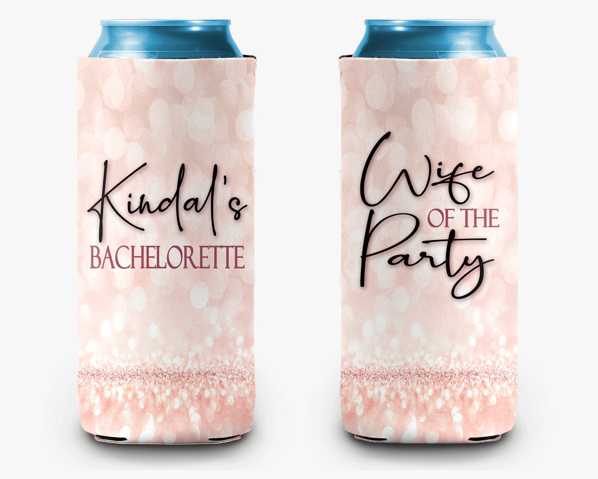 Wife of the Party The Party Bachelorette Party Can Cooler Rose Gold Confetti Bridal Party Personalized Can Cooler Sleeve