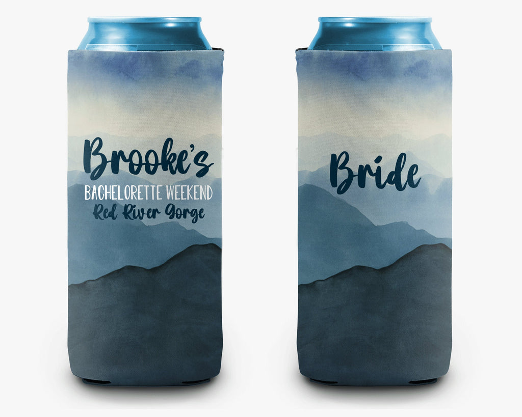 Mountain Navy Bachelorette Party Trip Can Cooler Girls Trip Personalized Can Cooler Sleeve