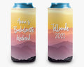 Mountain Sunset Yellow Pink Bachelorette Party Trip Can Cooler Girls Trip Personalized Can Cooler Sleeve