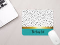 Personalized Mouse Pad Boho Speckle Teal Gold Personalized Mousepad
