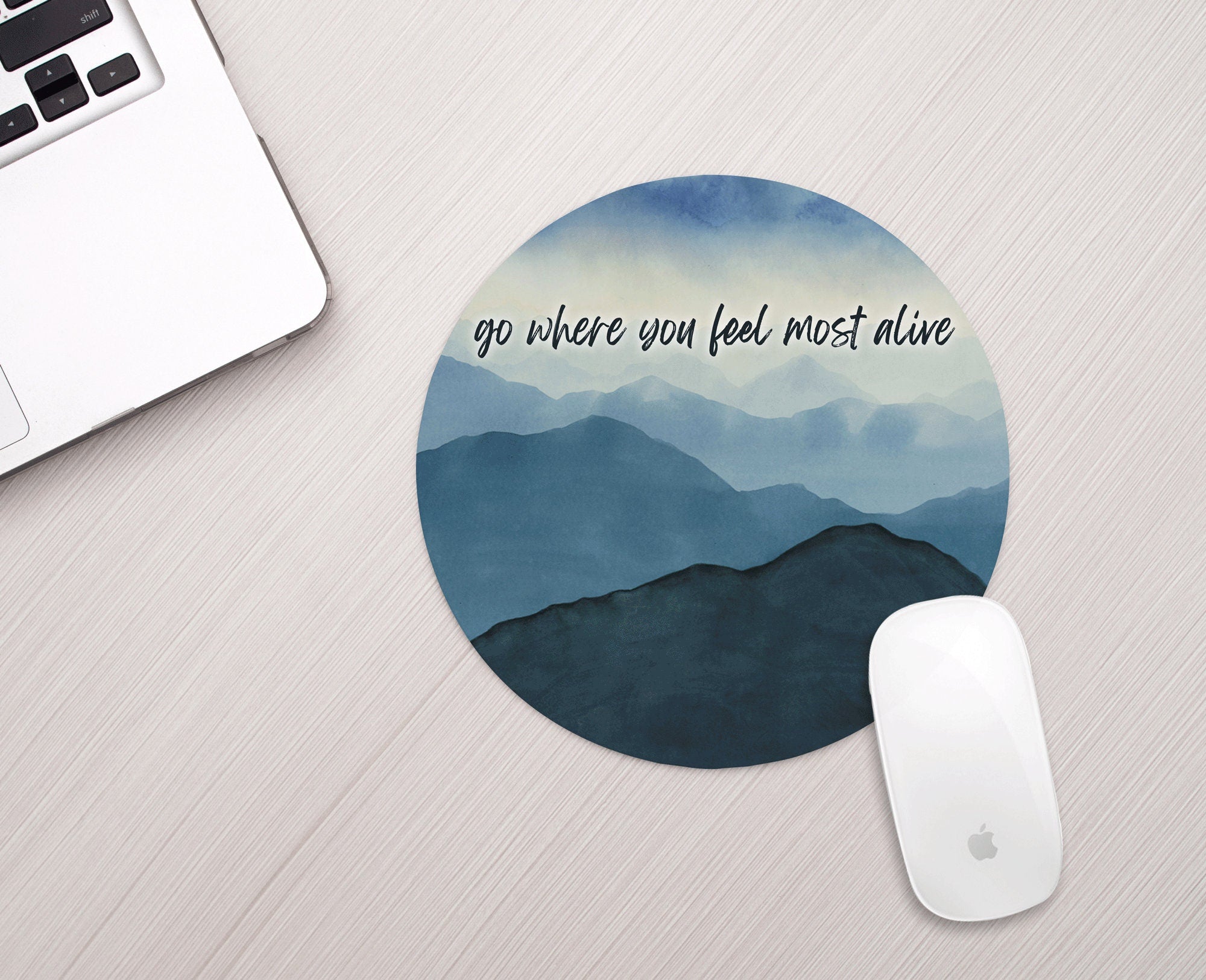 Mountain Mouse Pad Navy Mountain Go Where You Feel Most Alive Mousepad